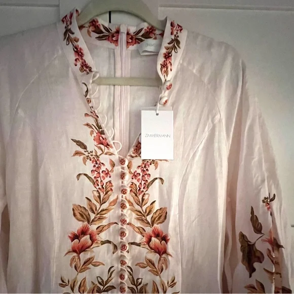 💐 Zimmermann Vacay Billow belted  floral linen maxi dress 💐 - Picture 8 of 16